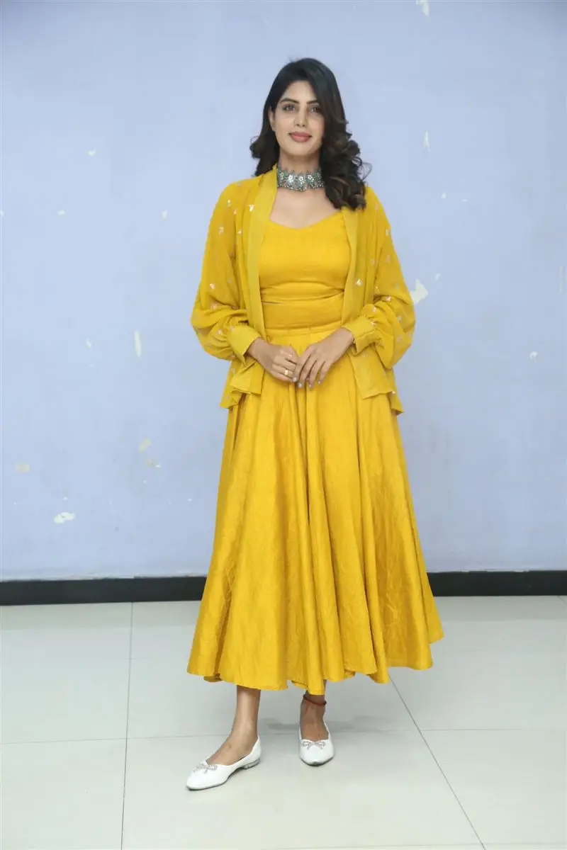 TELUGU GIRL NAVAMI GAYAK IN YELLOW DRESS 3